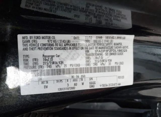 Photo 8 VIN: 1FADP3F27DL186329 - FORD FOCUS 