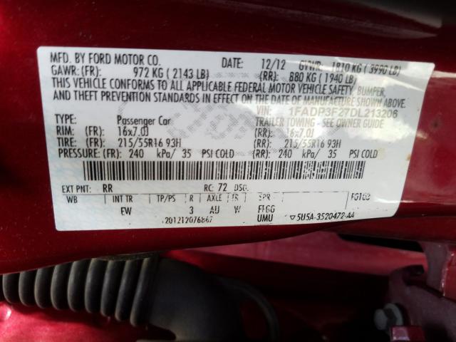 Photo 9 VIN: 1FADP3F27DL213206 - FORD FOCUS 