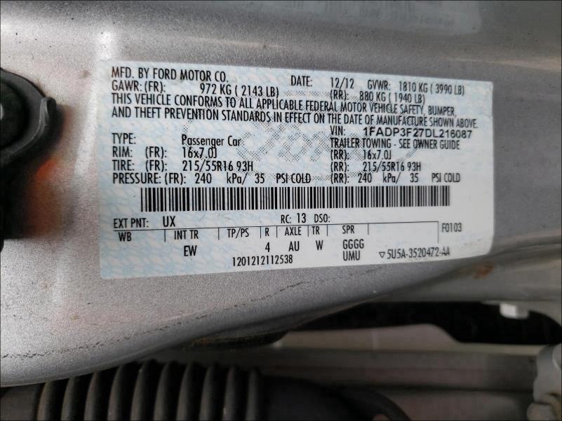 Photo 9 VIN: 1FADP3F27DL216087 - FORD FOCUS SE 