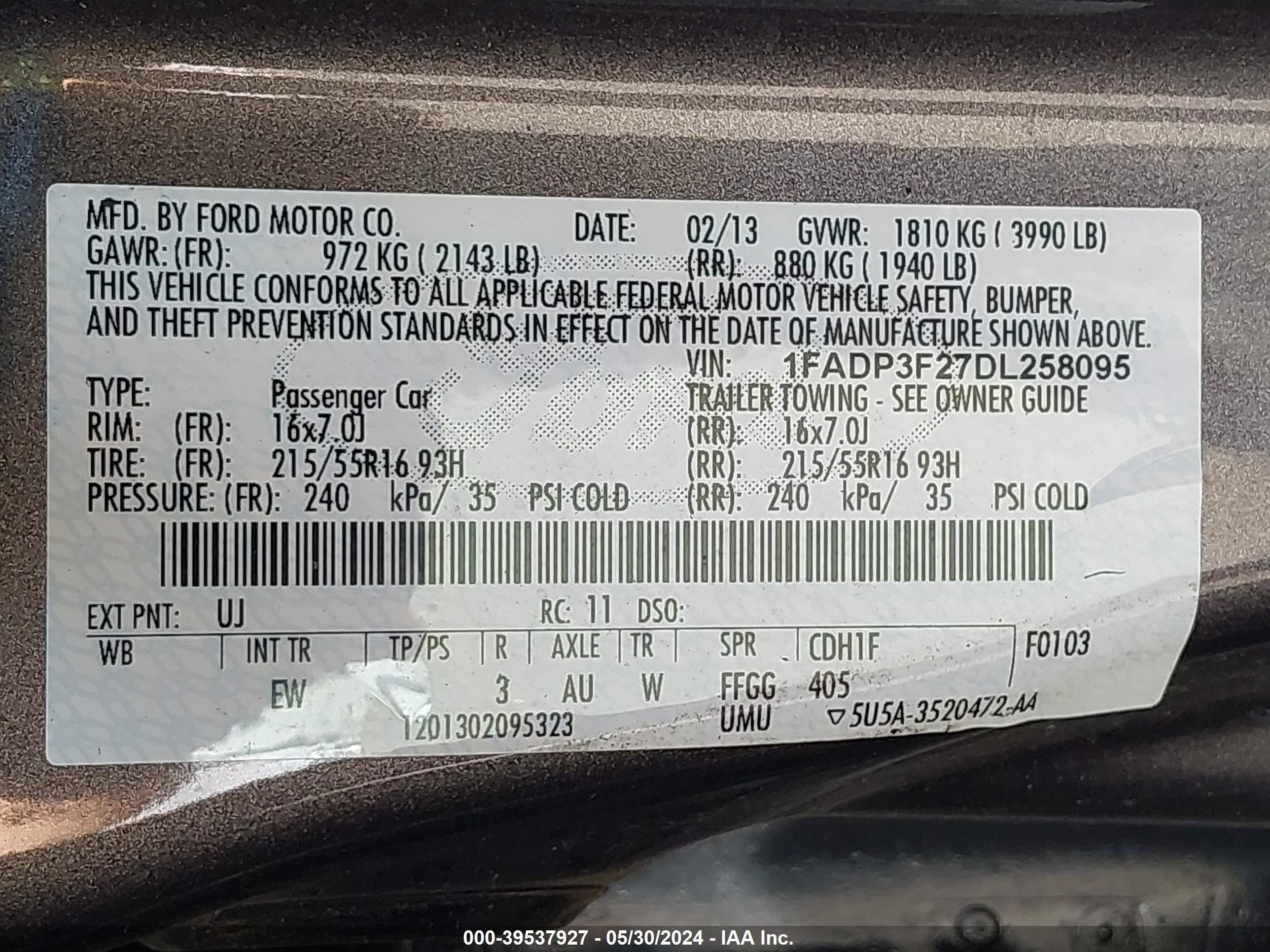 Photo 8 VIN: 1FADP3F27DL258095 - FORD FOCUS 