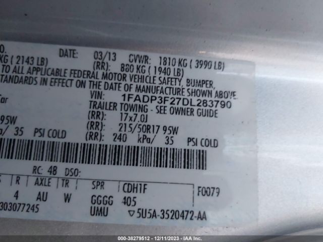 Photo 8 VIN: 1FADP3F27DL283790 - FORD FOCUS 