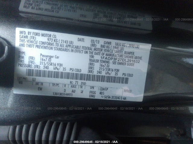 Photo 8 VIN: 1FADP3F27DL291632 - FORD FOCUS 