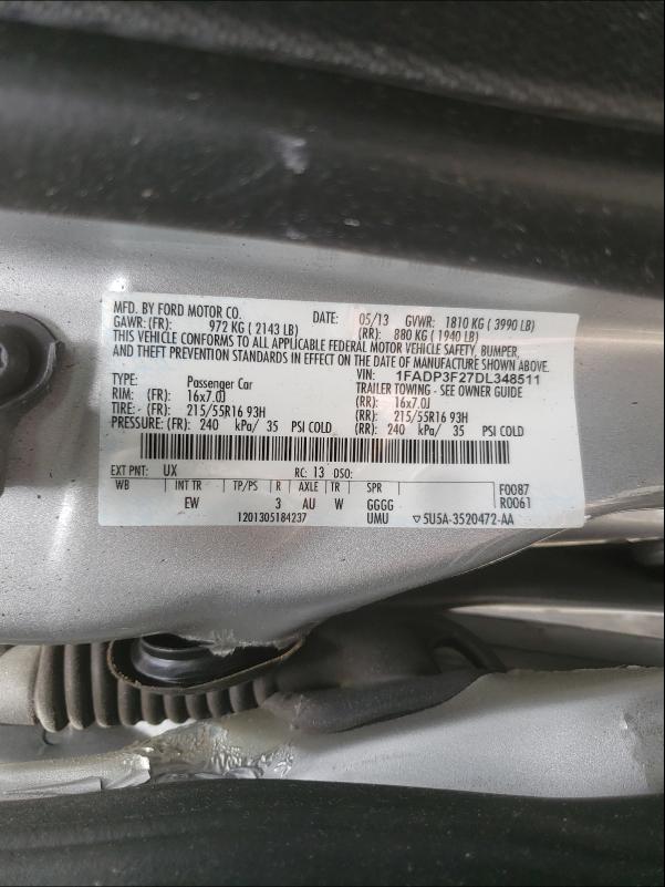 Photo 9 VIN: 1FADP3F27DL348511 - FORD FOCUS 