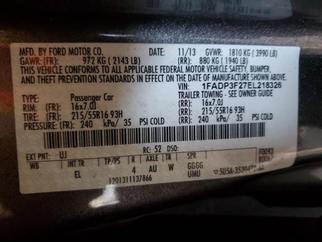 Photo 11 VIN: 1FADP3F27EL218326 - FORD FOCUS SE 