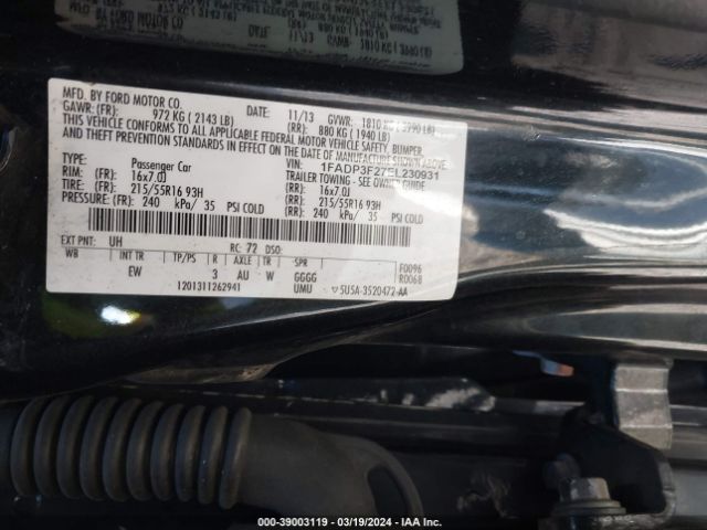 Photo 8 VIN: 1FADP3F27EL230931 - FORD FOCUS 