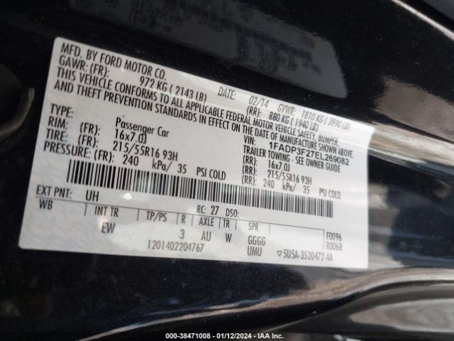 Photo 8 VIN: 1FADP3F27EL269082 - FORD FOCUS 