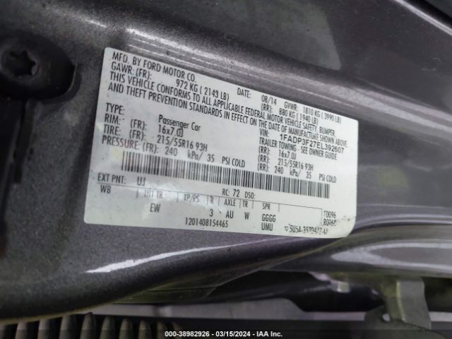 Photo 8 VIN: 1FADP3F27EL392607 - FORD FOCUS 