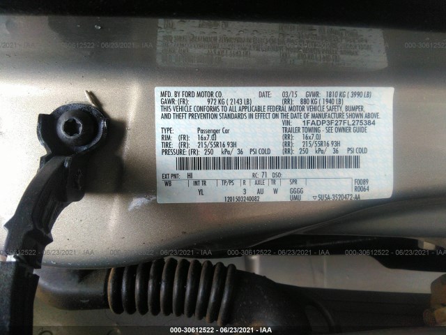 Photo 8 VIN: 1FADP3F27FL275384 - FORD FOCUS 