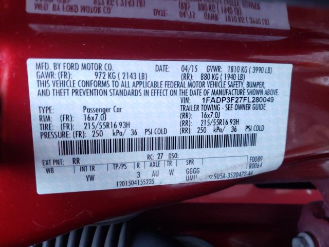 Photo 9 VIN: 1FADP3F27FL280049 - FORD FOCUS SE 