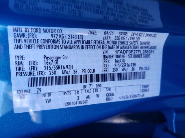 Photo 9 VIN: 1FADP3F27FL288281 - FORD FOCUS SE 