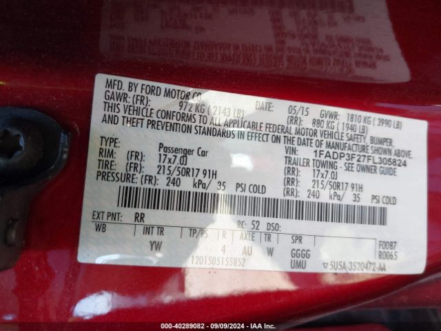 Photo 8 VIN: 1FADP3F27FL305824 - FORD FOCUS 