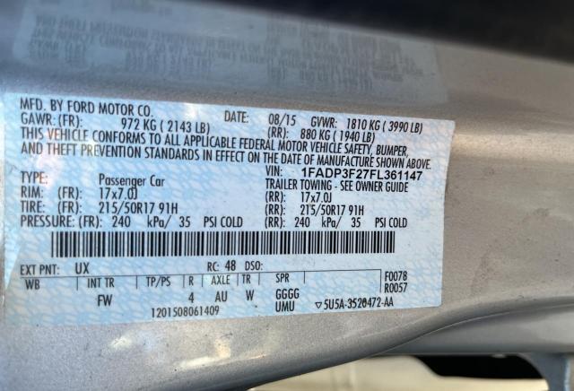 Photo 9 VIN: 1FADP3F27FL361147 - FORD FOCUS SE 