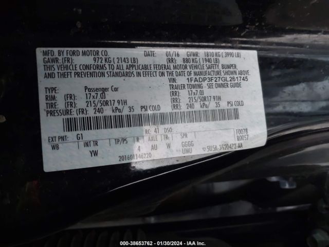 Photo 8 VIN: 1FADP3F27GL261745 - FORD FOCUS 