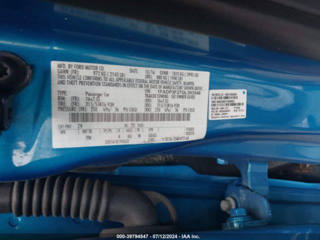 Photo 8 VIN: 1FADP3F27GL393548 - FORD FOCUS 