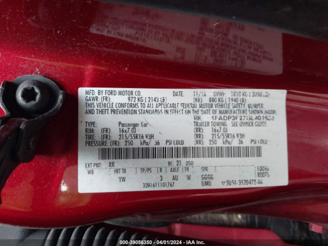 Photo 8 VIN: 1FADP3F27GL401633 - FORD FOCUS 