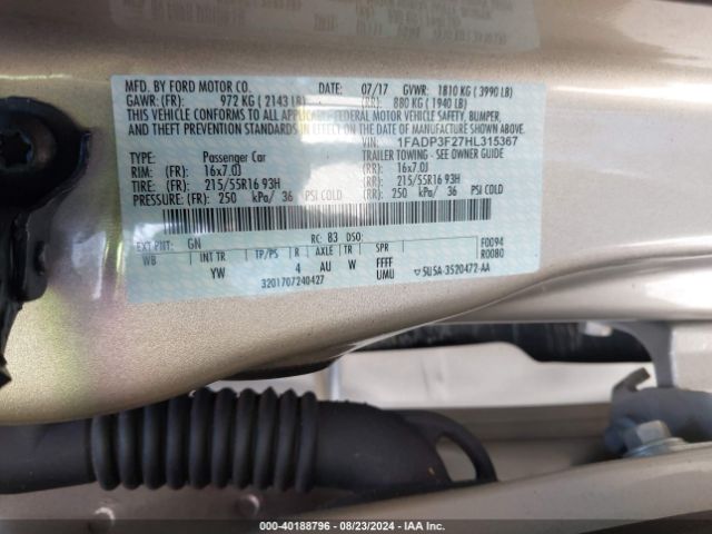 Photo 8 VIN: 1FADP3F27HL315367 - FORD FOCUS 