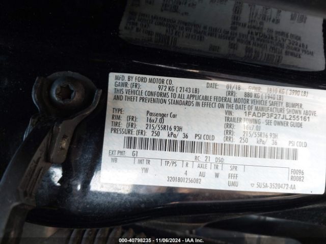 Photo 8 VIN: 1FADP3F27JL255161 - FORD FOCUS 