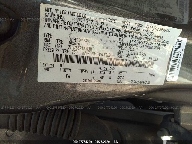 Photo 8 VIN: 1FADP3F28DL116189 - FORD FOCUS 