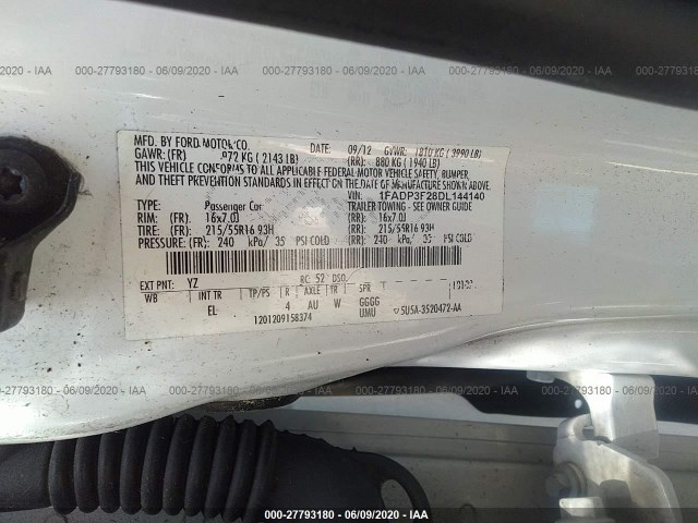 Photo 8 VIN: 1FADP3F28DL144140 - FORD FOCUS 