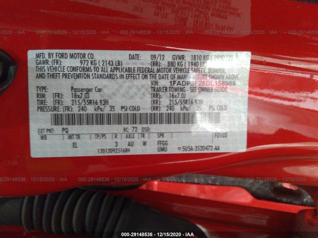 Photo 8 VIN: 1FADP3F28DL158989 - FORD FOCUS 