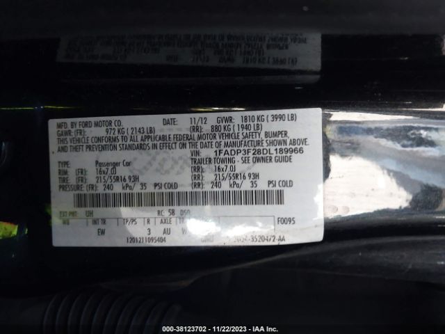 Photo 8 VIN: 1FADP3F28DL189966 - FORD FOCUS 