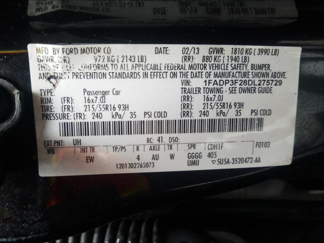 Photo 9 VIN: 1FADP3F28DL275729 - FORD FOCUS SE 