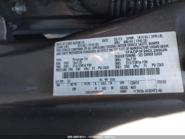 Photo 8 VIN: 1FADP3F28DL295026 - FORD FOCUS 