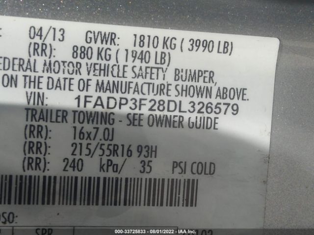 Photo 8 VIN: 1FADP3F28DL326579 - FORD FOCUS 