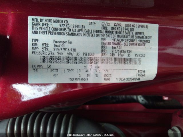 Photo 8 VIN: 1FADP3F28EL102682 - FORD FOCUS 