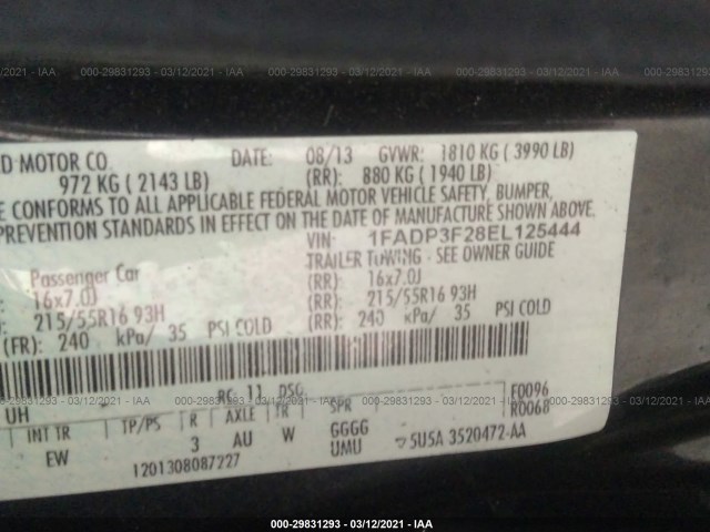 Photo 8 VIN: 1FADP3F28EL125444 - FORD FOCUS 