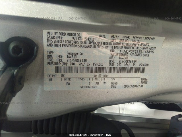 Photo 8 VIN: 1FADP3F28EL143815 - FORD FOCUS 