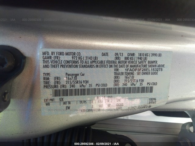 Photo 8 VIN: 1FADP3F28EL153275 - FORD FOCUS 