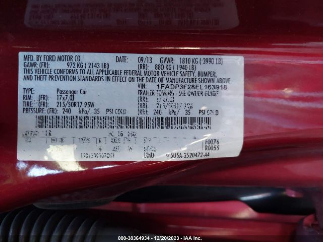 Photo 8 VIN: 1FADP3F28EL163918 - FORD FOCUS 