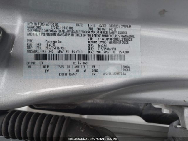 Photo 8 VIN: 1FADP3F28EL215628 - FORD FOCUS 