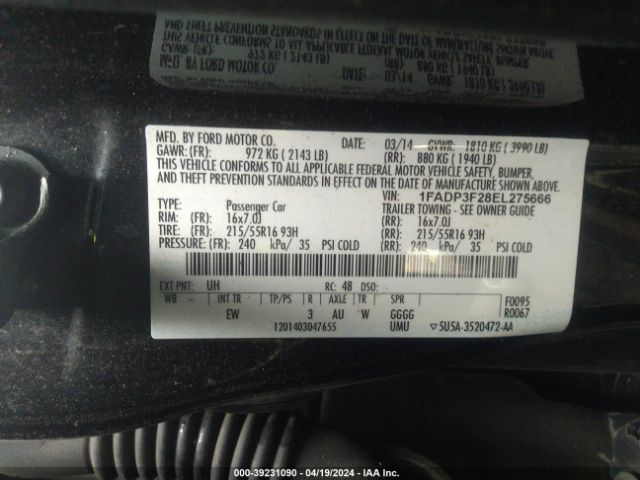 Photo 8 VIN: 1FADP3F28EL275666 - FORD FOCUS 