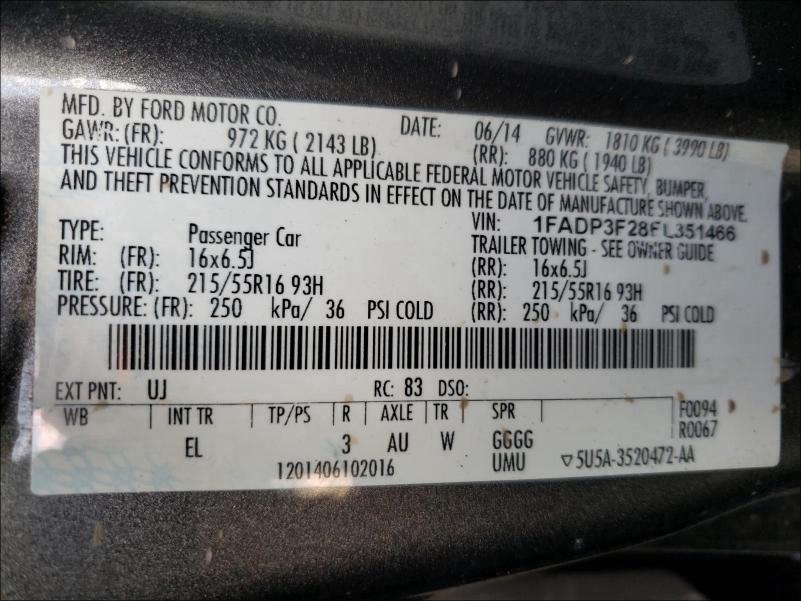 Photo 9 VIN: 1FADP3F28EL351466 - FORD FOCUS SE 