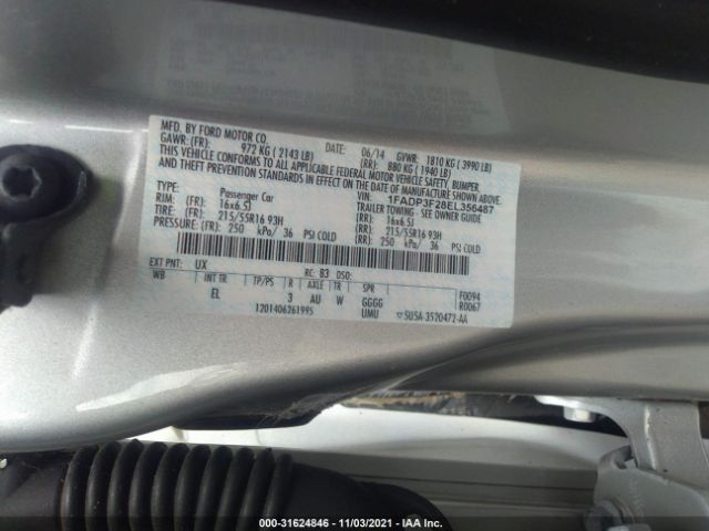 Photo 8 VIN: 1FADP3F28EL356487 - FORD FOCUS 