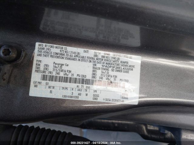 Photo 8 VIN: 1FADP3F28EL432208 - FORD FOCUS 