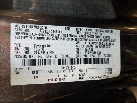 Photo 9 VIN: 1FADP3F28EL432922 - FORD FOCUS SE 