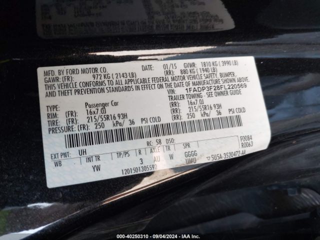 Photo 8 VIN: 1FADP3F28FL220569 - FORD FOCUS 