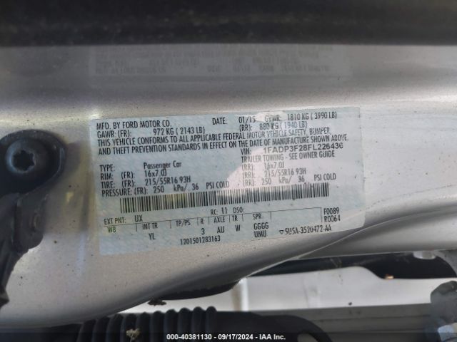 Photo 8 VIN: 1FADP3F28FL226436 - FORD FOCUS 