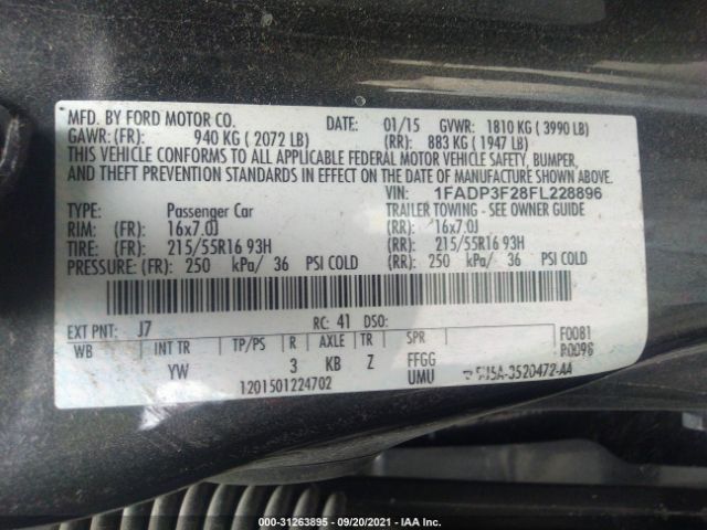 Photo 8 VIN: 1FADP3F28FL228896 - FORD FOCUS 