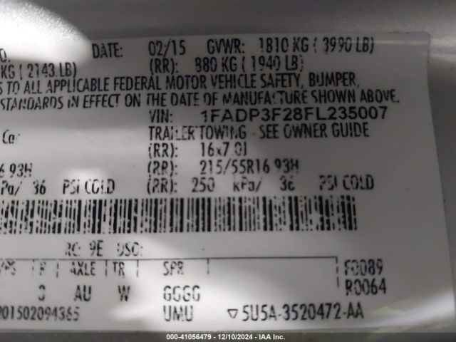 Photo 8 VIN: 1FADP3F28FL235007 - FORD FOCUS 