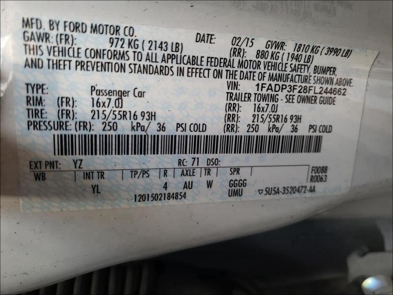 Photo 9 VIN: 1FADP3F28FL244662 - FORD FOCUS SE 