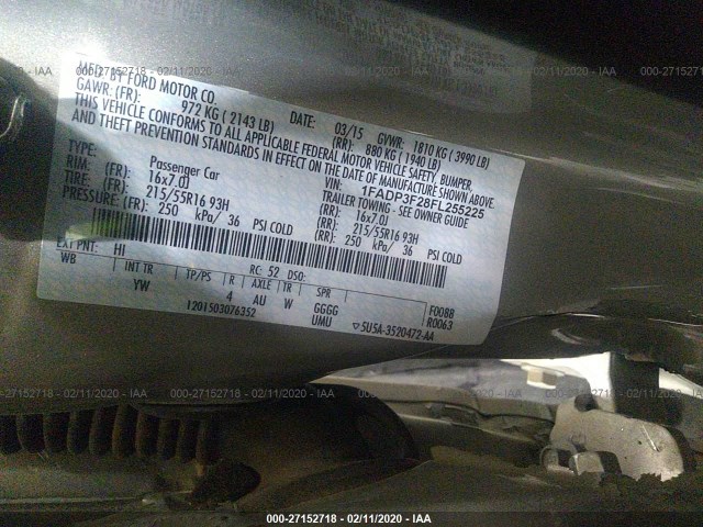 Photo 8 VIN: 1FADP3F28FL255225 - FORD FOCUS 