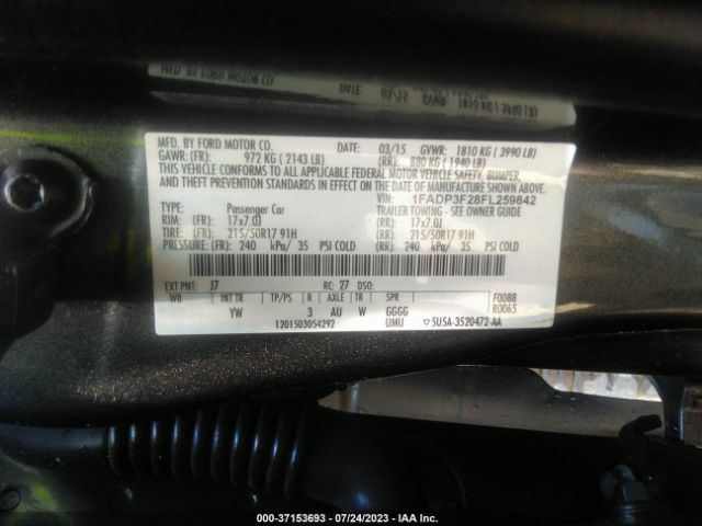 Photo 8 VIN: 1FADP3F28FL259842 - FORD FOCUS 