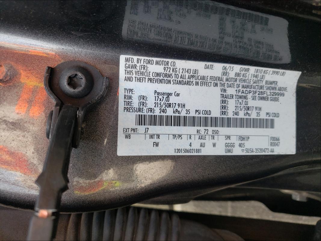 Photo 9 VIN: 1FADP3F28FL329999 - FORD FOCUS SE 