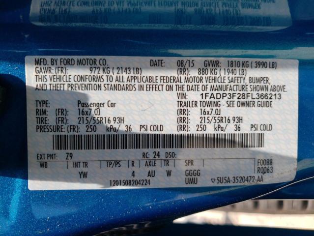 Photo 12 VIN: 1FADP3F28FL366213 - FORD FOCUS 