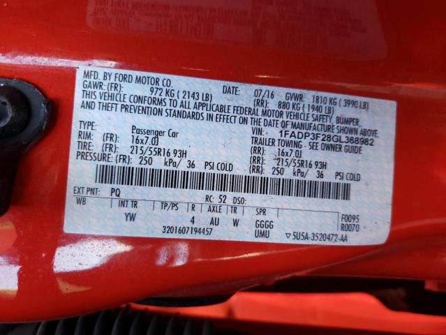 Photo 12 VIN: 1FADP3F28GL368982 - FORD FOCUS 