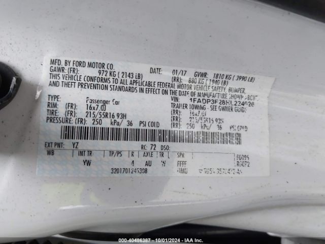 Photo 8 VIN: 1FADP3F28HL224026 - FORD FOCUS 